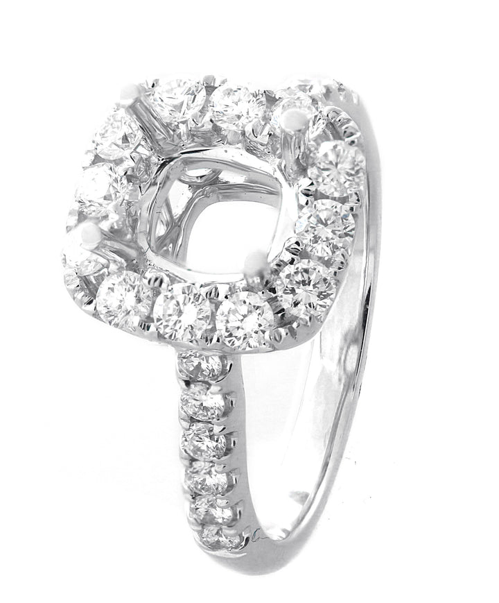 18kt White Gold Diamond Halo Semi Mount