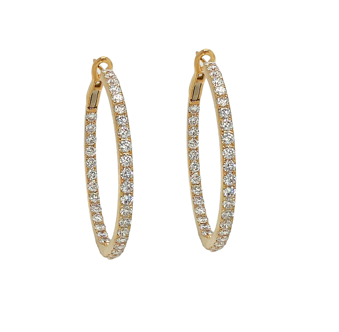 18kt Yellow Gold Diamond Hoops