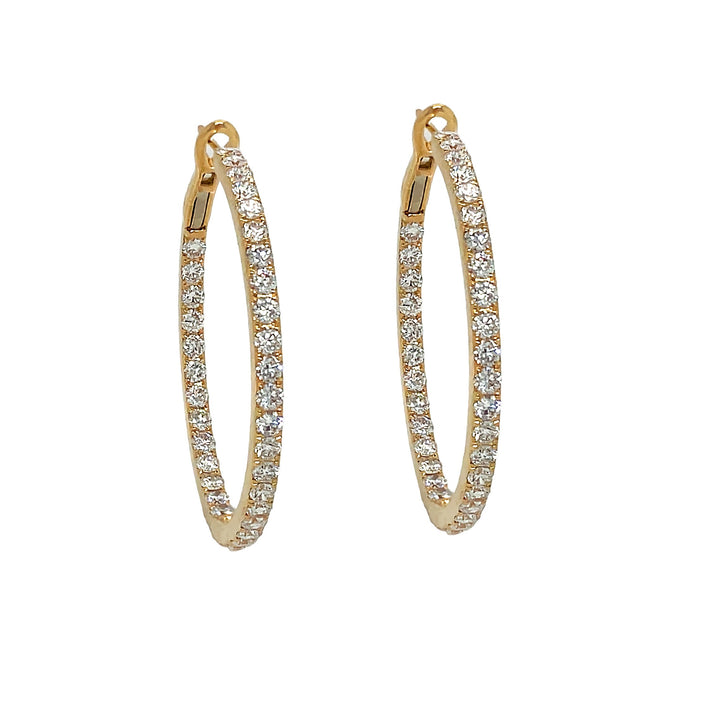 18kt Yellow Gold Diamond Hoops