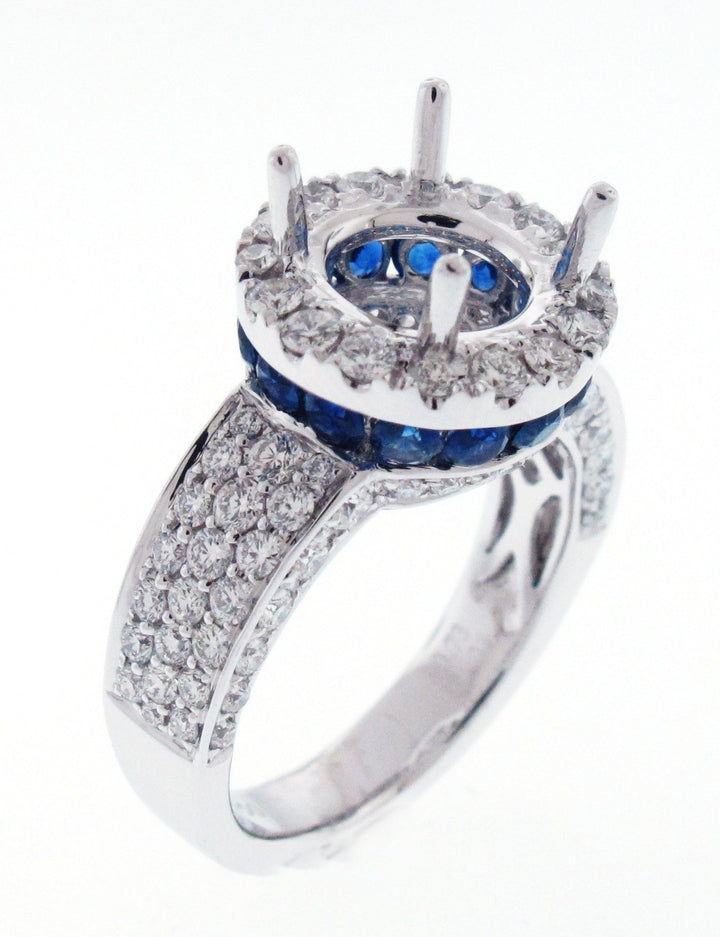 18kt White Gold Diamond Halo Semi Mount