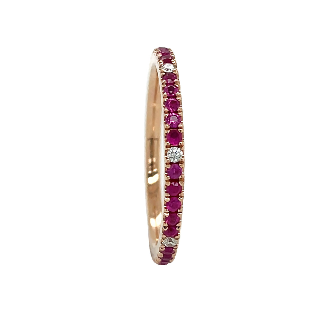 18kt Rose Gold Diamond and Pink Sapphire Eternity Band