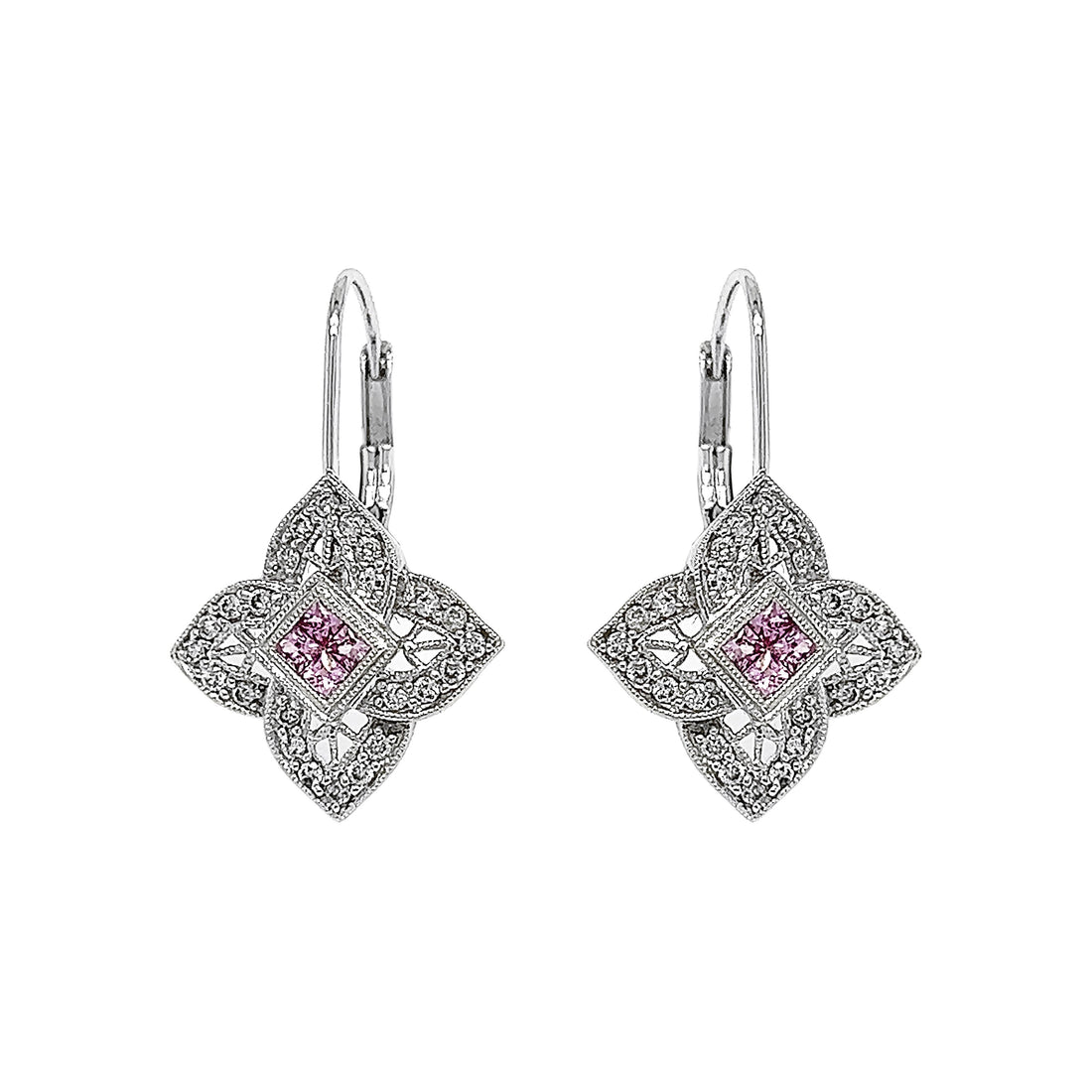 18kt White Gold Diamond and Sapphire Earrings