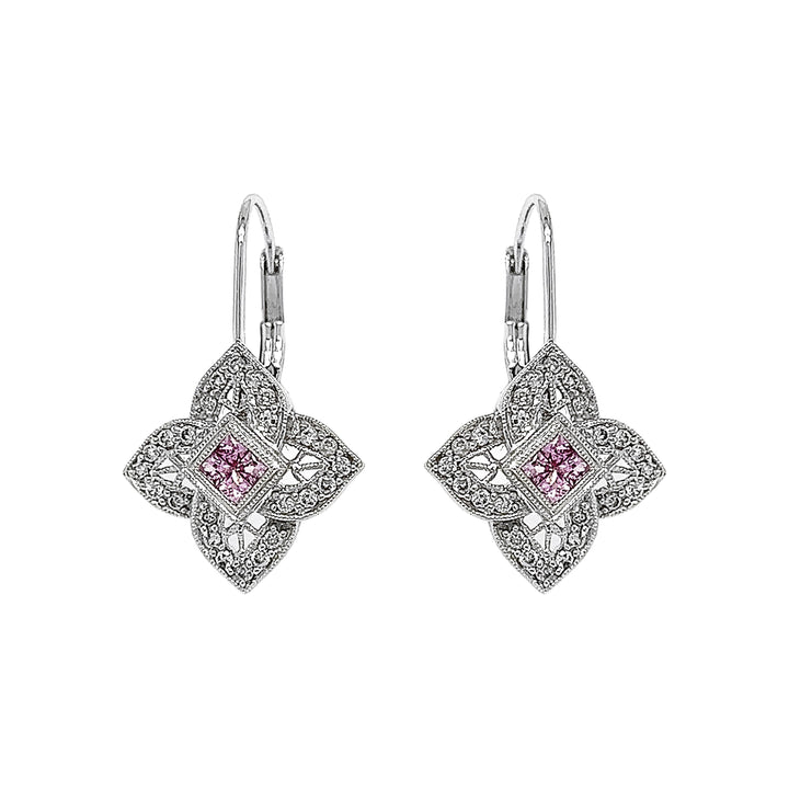 18kt White Gold Diamond and Sapphire Earrings