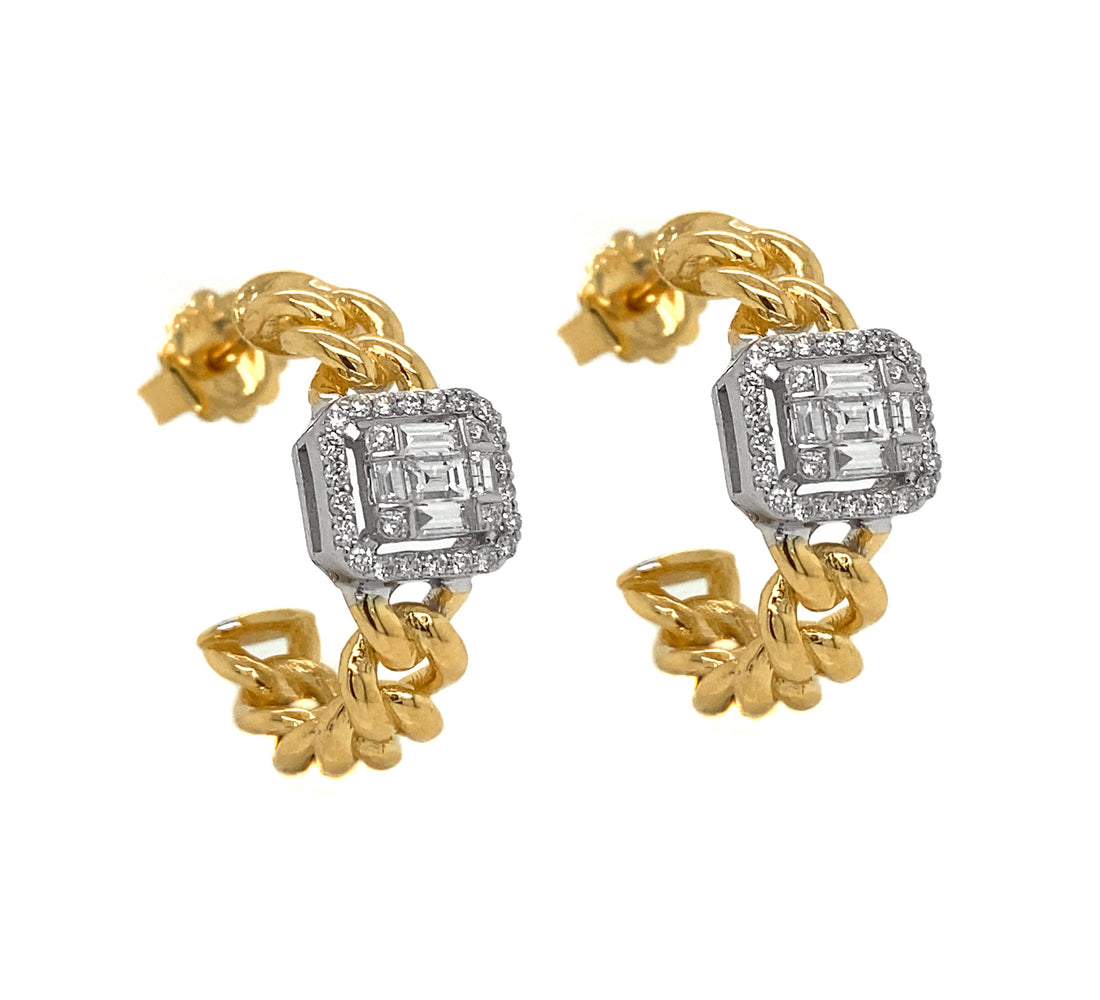 18kt Yellow Gold Diamond Earrings