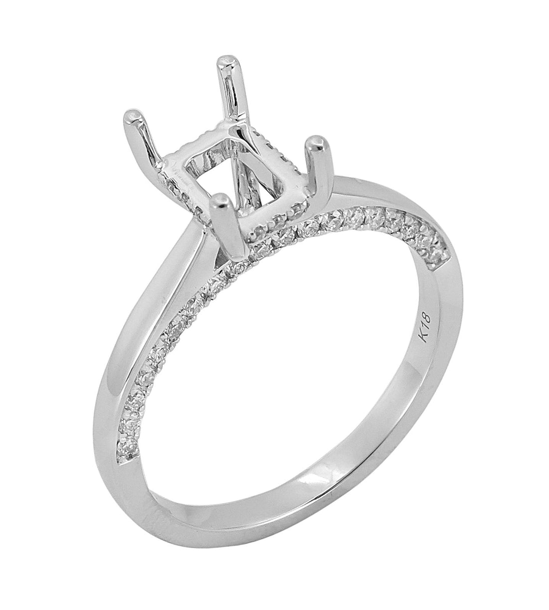 18kt White Gold Diamond Semi Mount