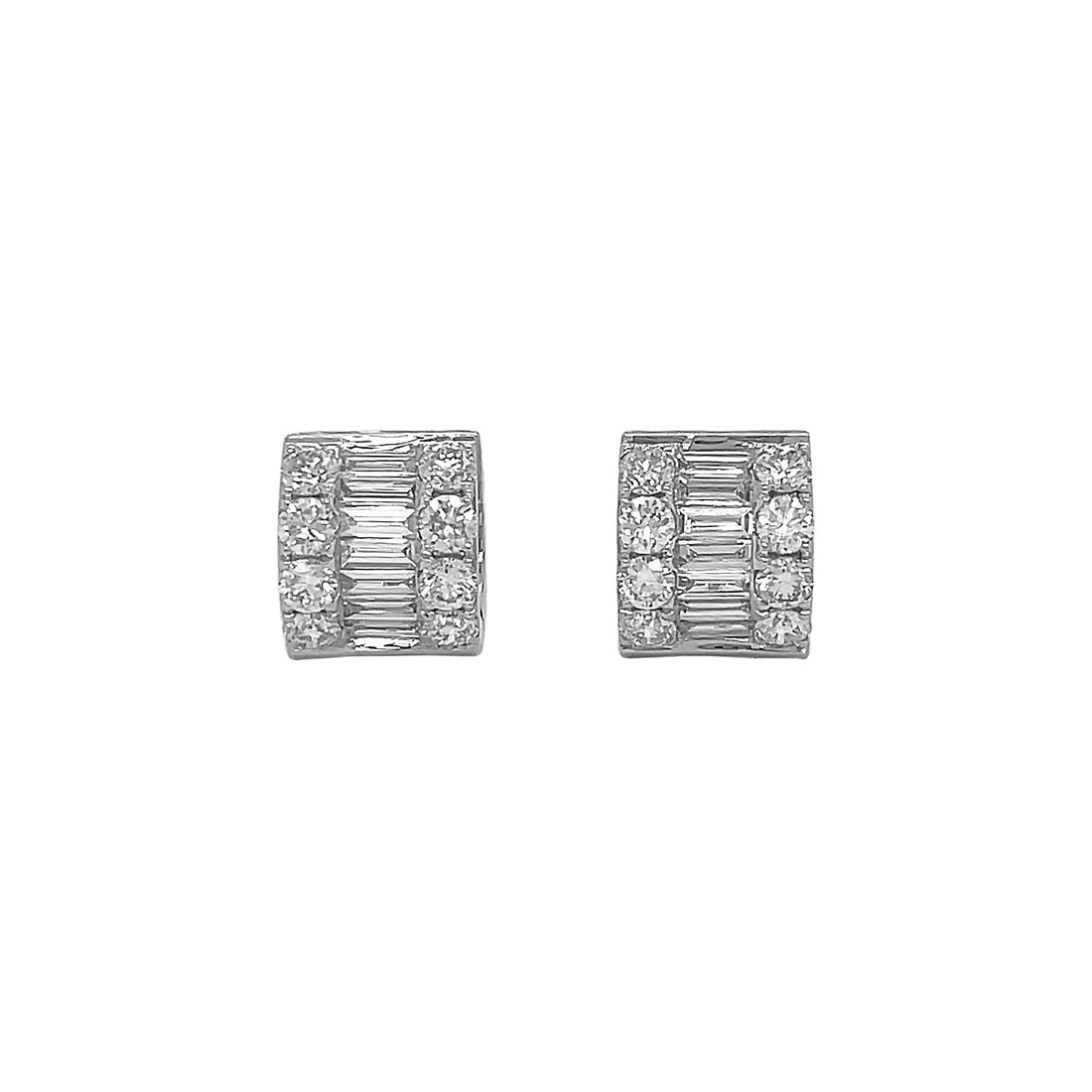 18kt White Gold Diamond Huggie Earrings