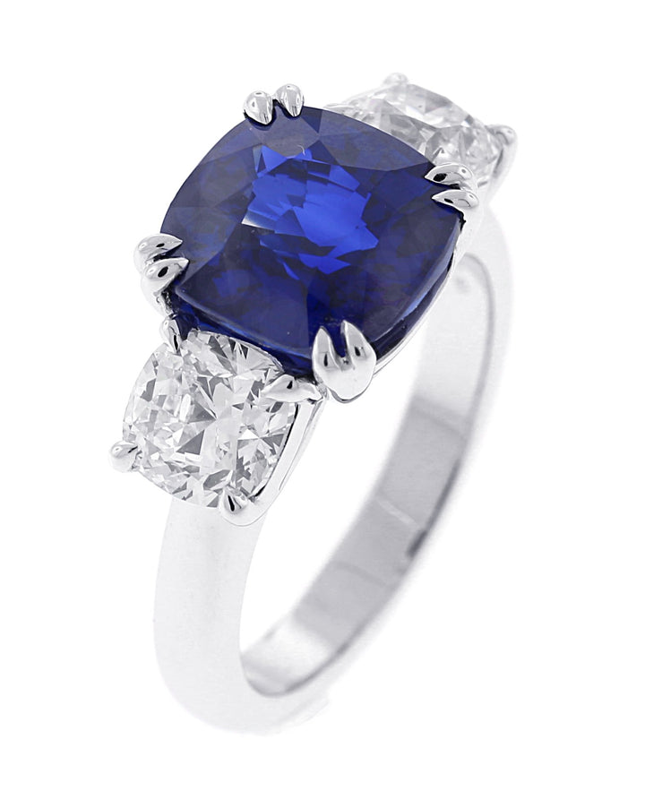18kt WHite Gold GIA Certified Diamond And Sapphire Ring