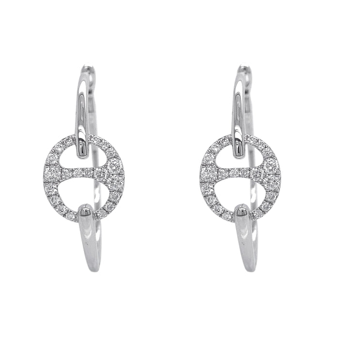 18kt White Gold Diamond Hoops