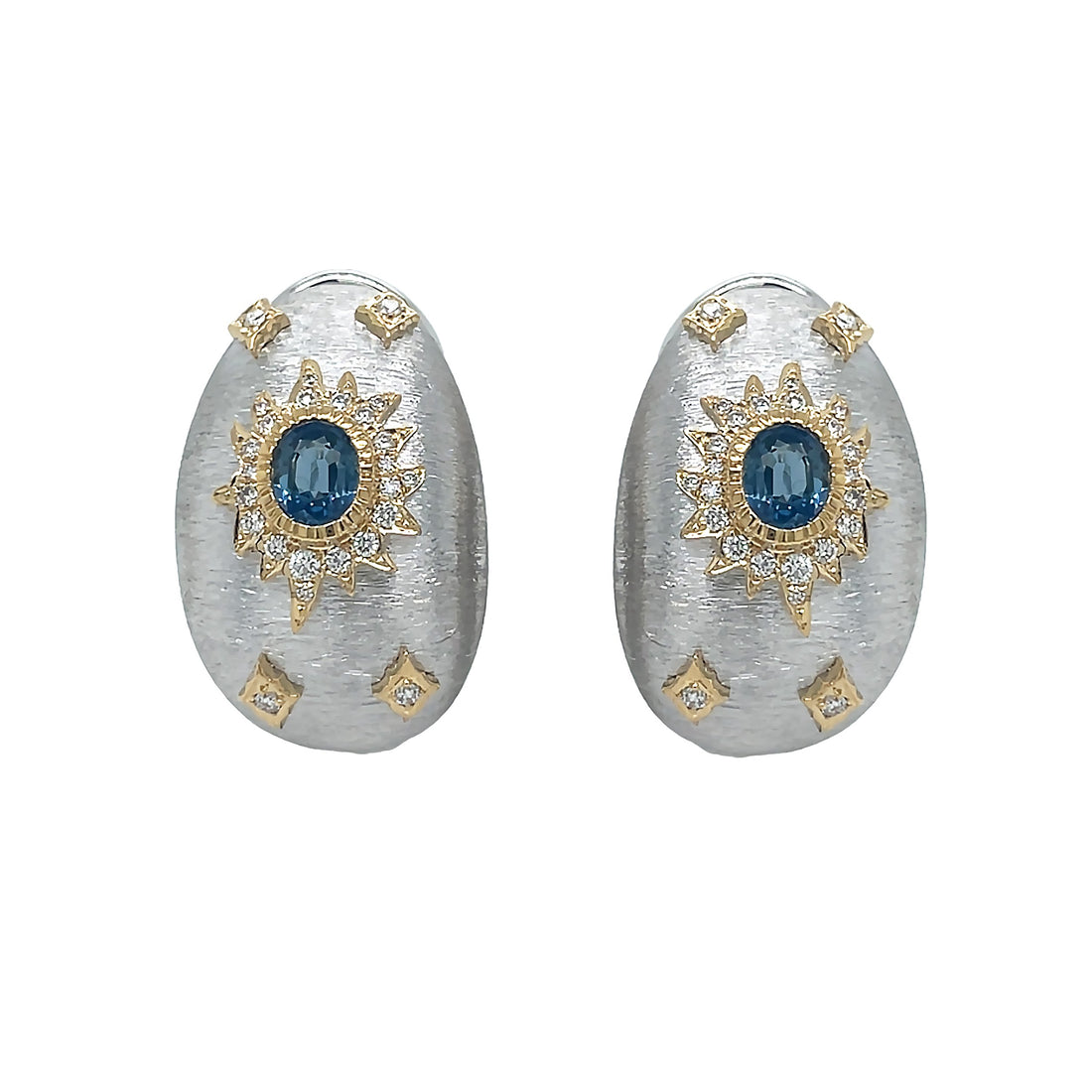 18kt White Gold Diamond and Blue Sapphire Earrings