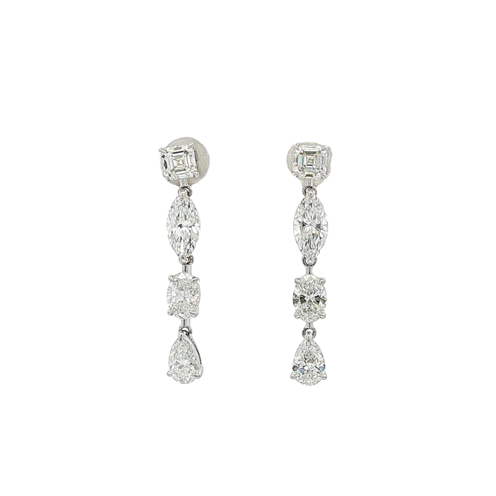 18kt White Gold Lab Diamond Dangling Earrings