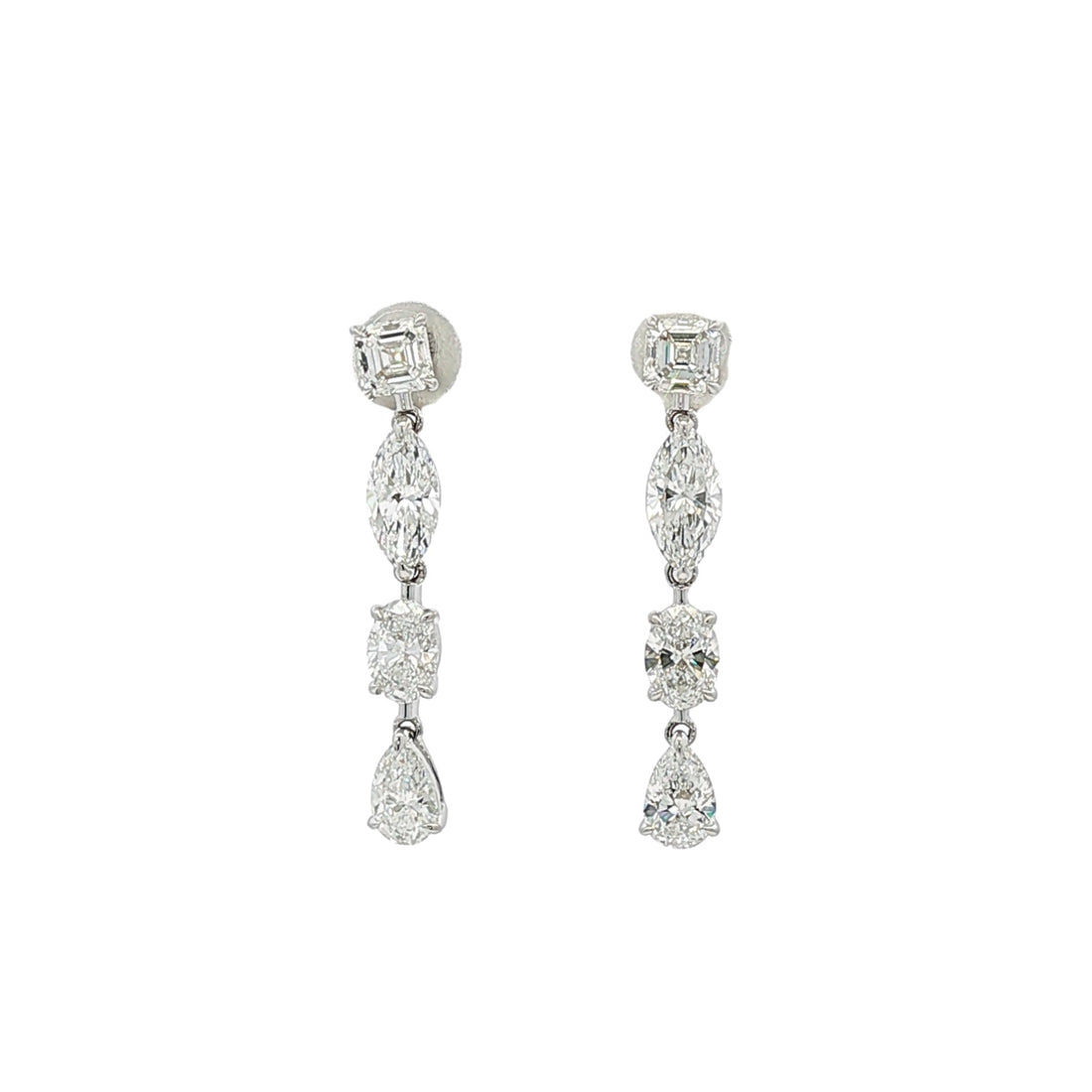 18kt White Gold Lab Diamond Dangling Earrings