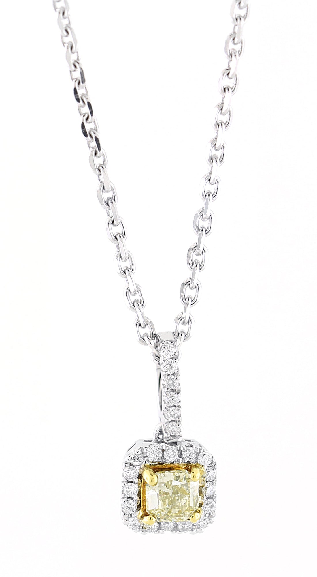 18kt White Gold Yellow Diamond Pendant