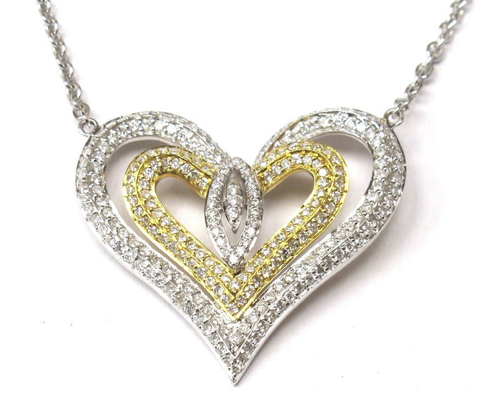 18kt White and Yellow Gold Diamond Heart Pendant