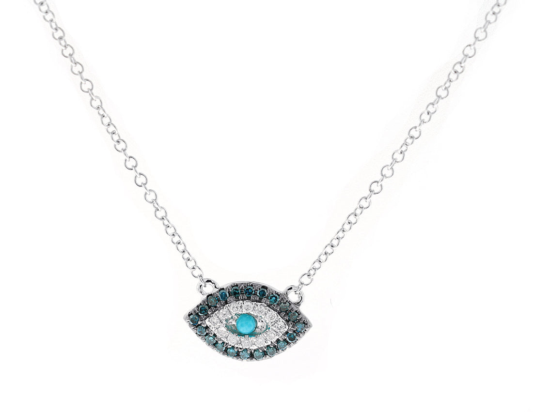 14kt White Gold Diamond and Blue Sapphire Pendant