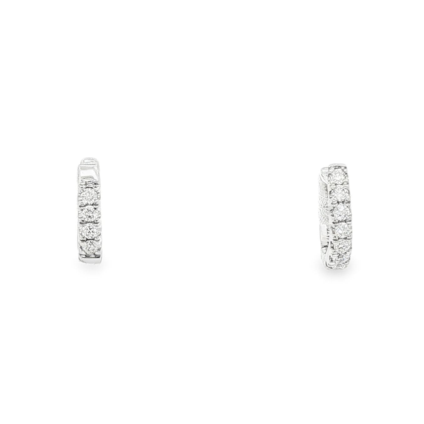 14kt White Gold Diamond Huggie Earrings