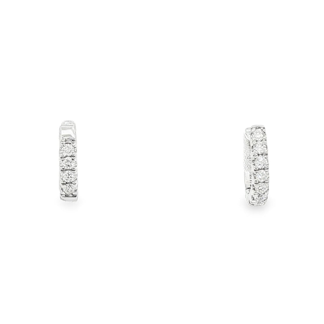 14kt White Gold Diamond Huggie Earrings