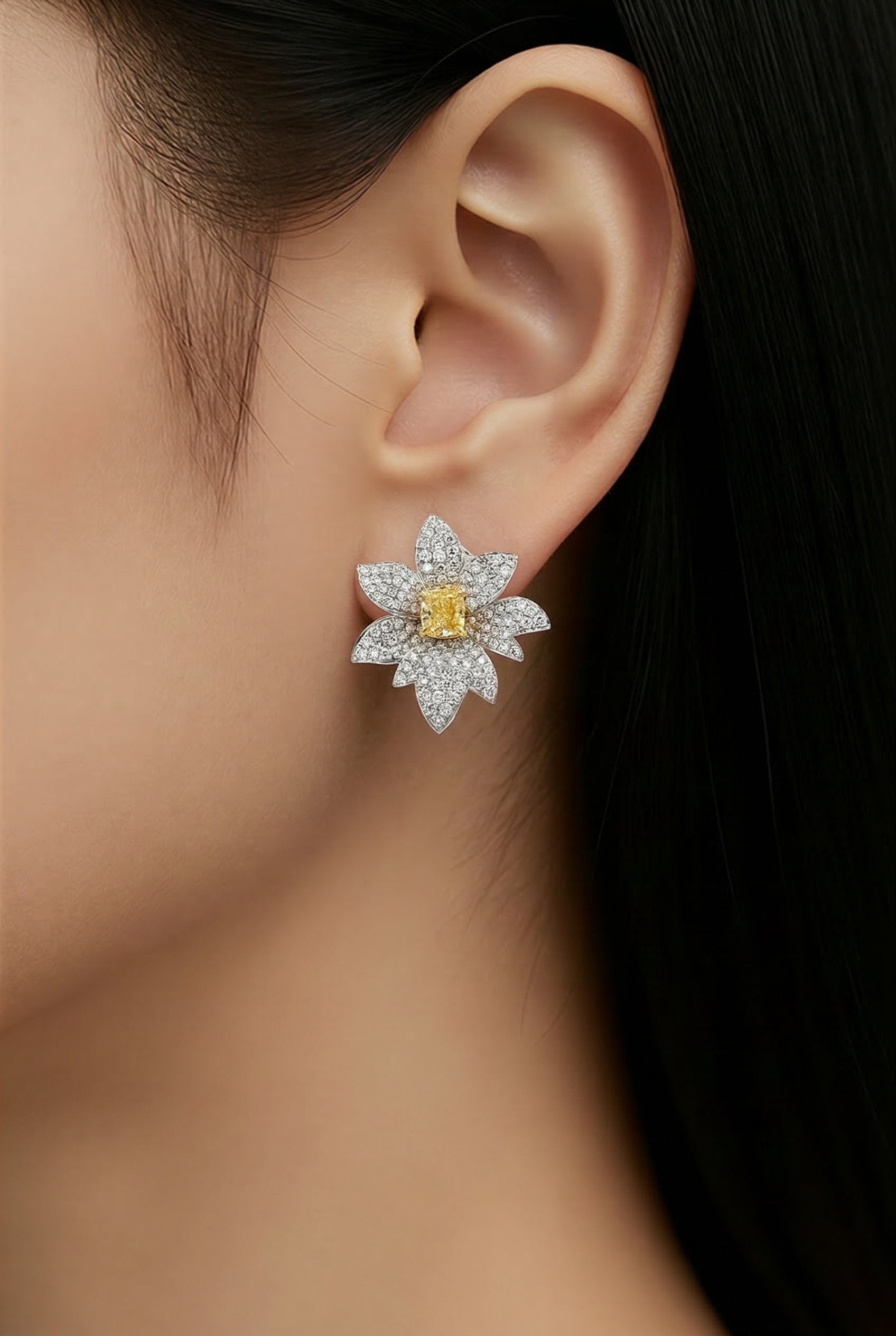 14kt Yellow And White Gold Lab Diamond Earrings