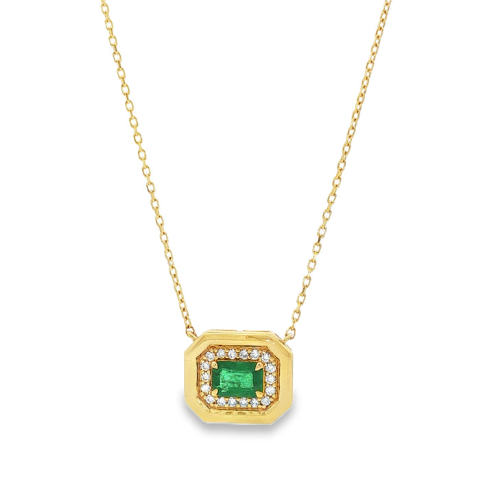 18kt Yellow Gold Diamond And Green Emerald Pendant