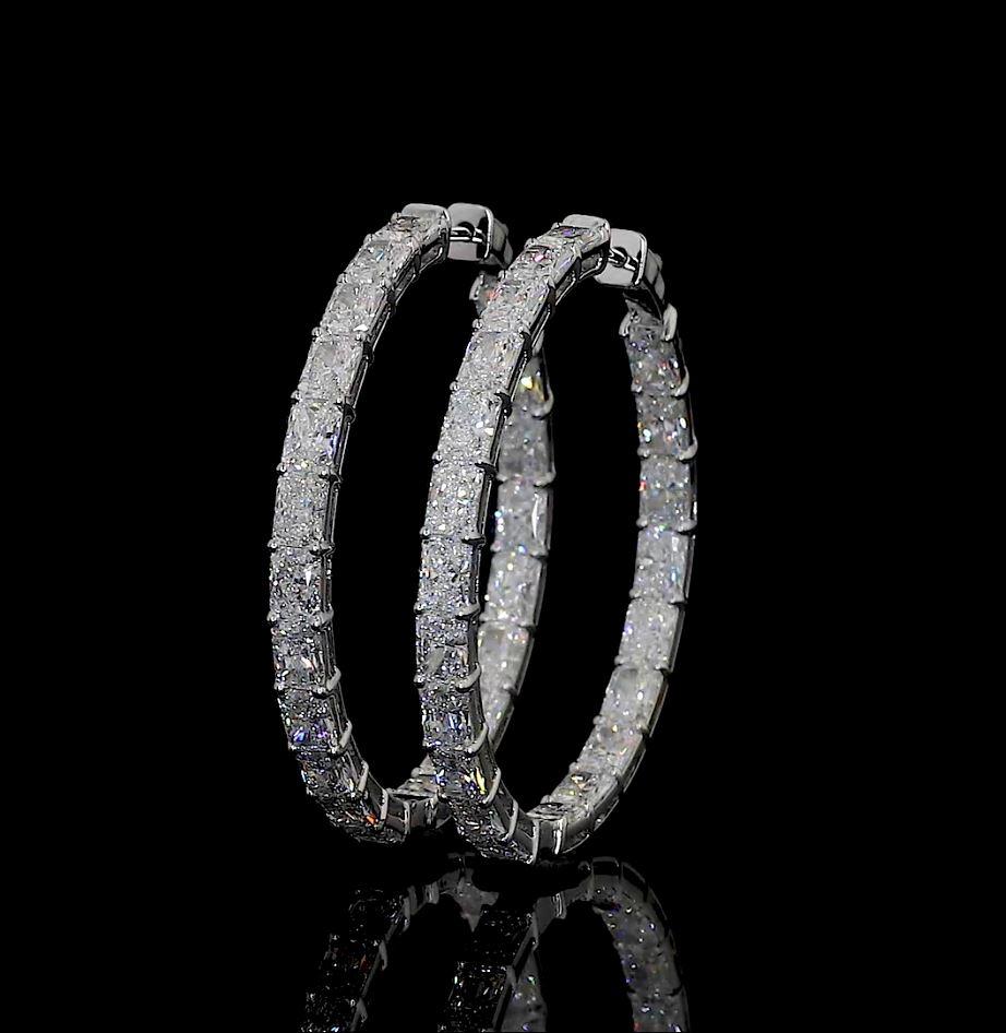 14kt White Gold Lab Diamond Hoops