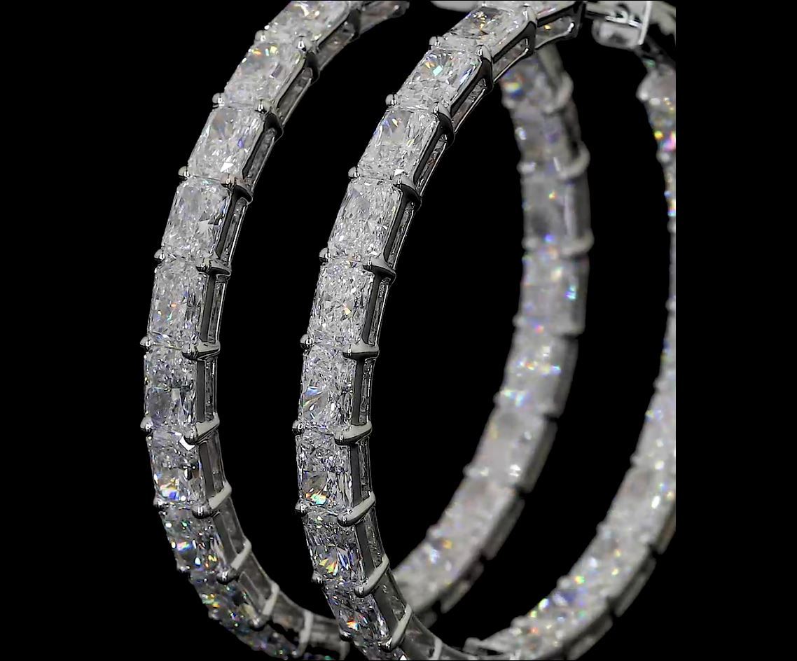 14kt White Gold Lab Diamond Hoops