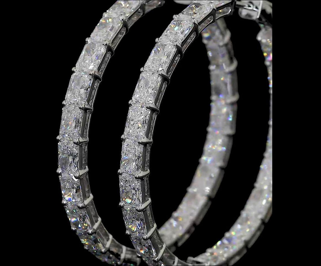 14kt White Gold Lab Diamond Hoops