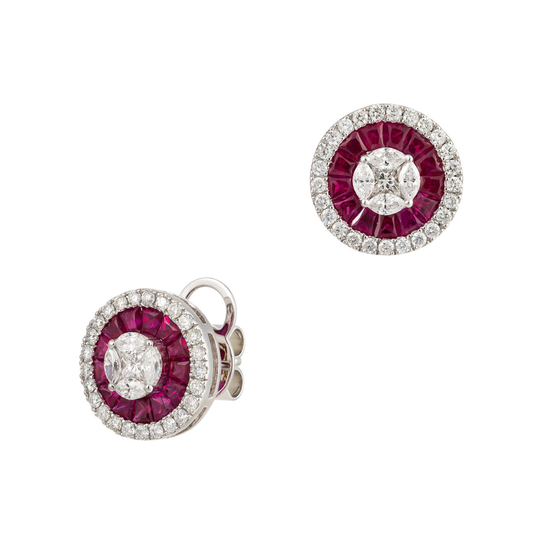 18kt White Gold Diamond and Ruby Earrings