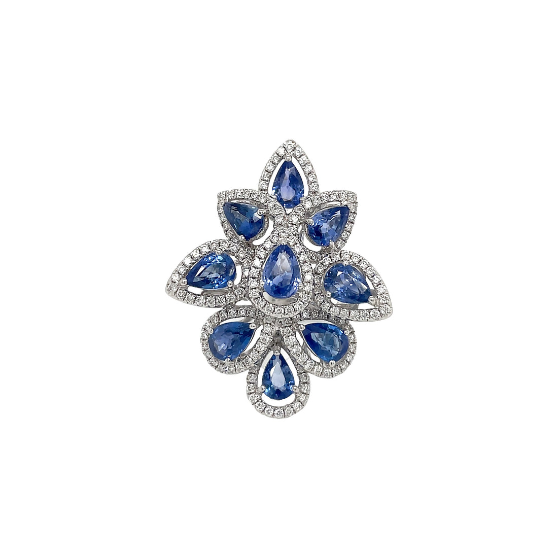 18kt White Gold Diamond and Blue Sapphire Ring