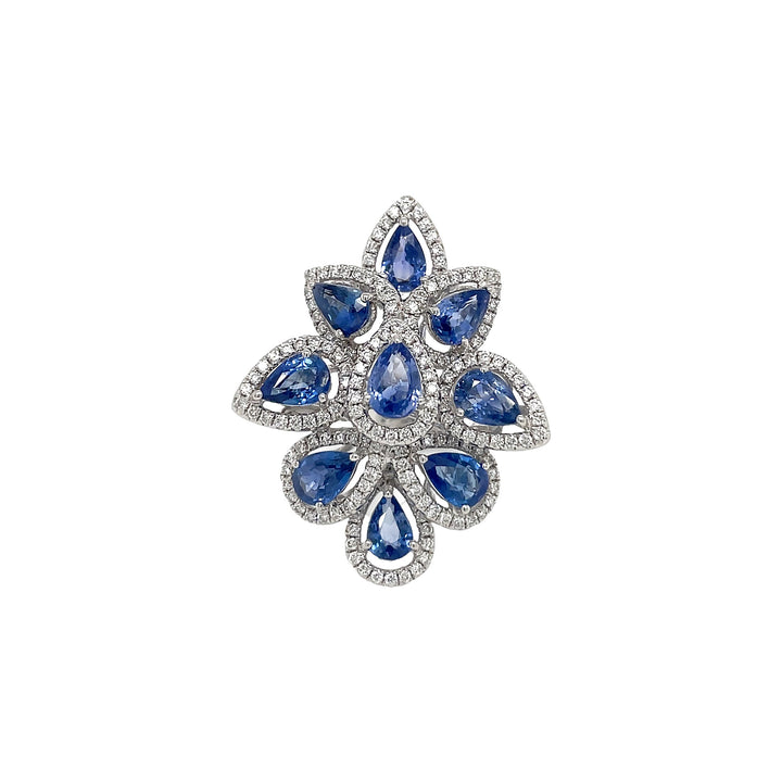 18kt White Gold Diamond and Blue Sapphire Ring