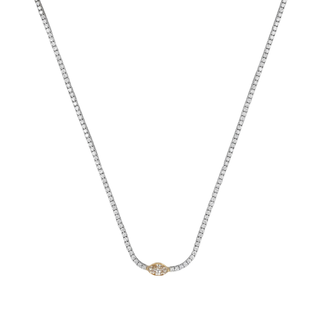 18kt White and Yellow Gold Diamond and Yellow Diamond Tennis Necklace