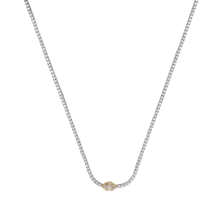18kt White and Yellow Gold Diamond and Yellow Diamond Tennis Necklace