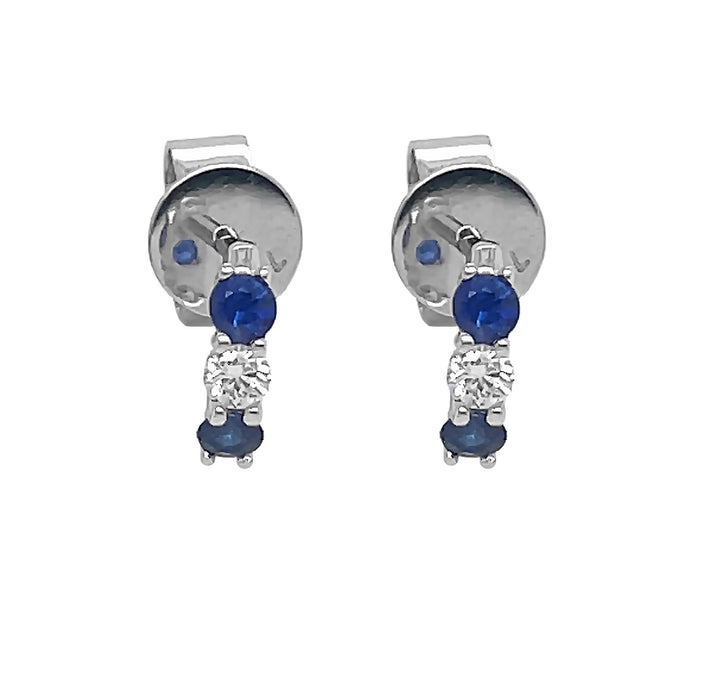 18kt White Gold Diamond and Blue Sapphire Earrings