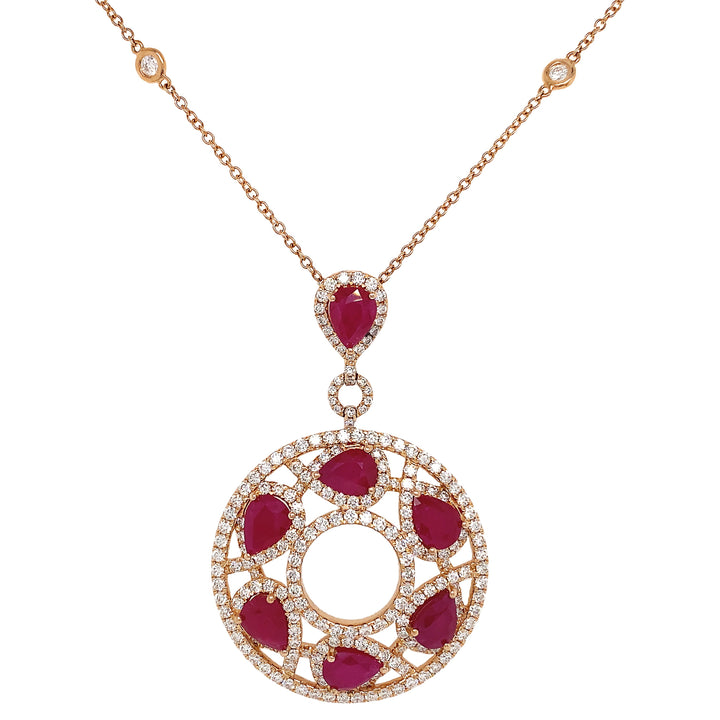 18kt Rose Gold Diamond And Ruby Pendant