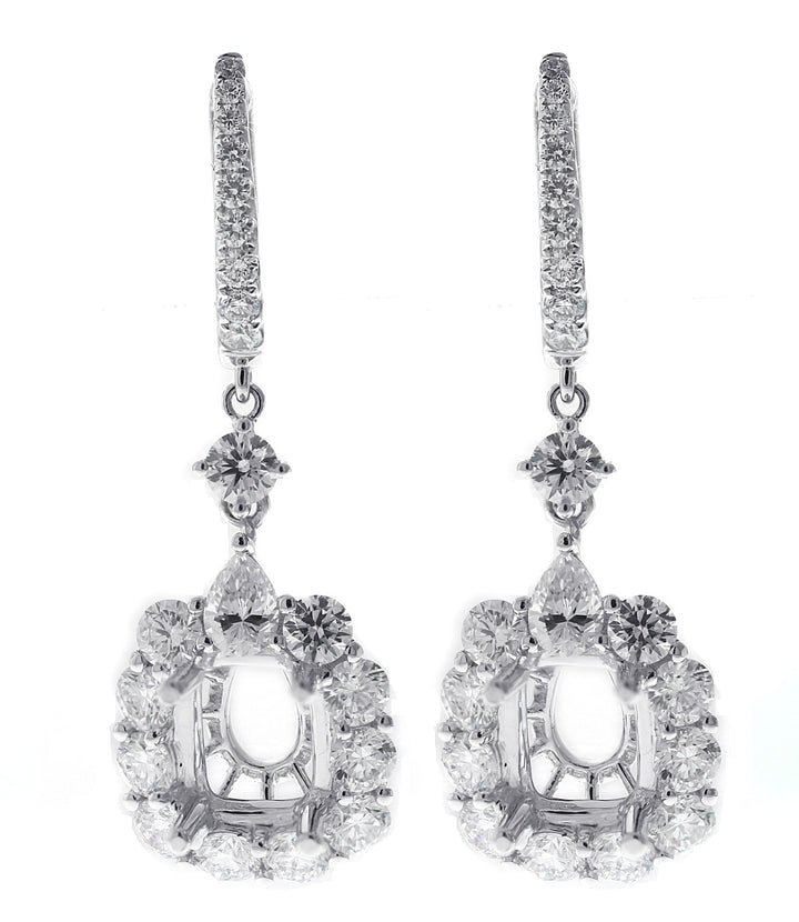 18kt White Gold Diamond Dangling Earrings Mounting