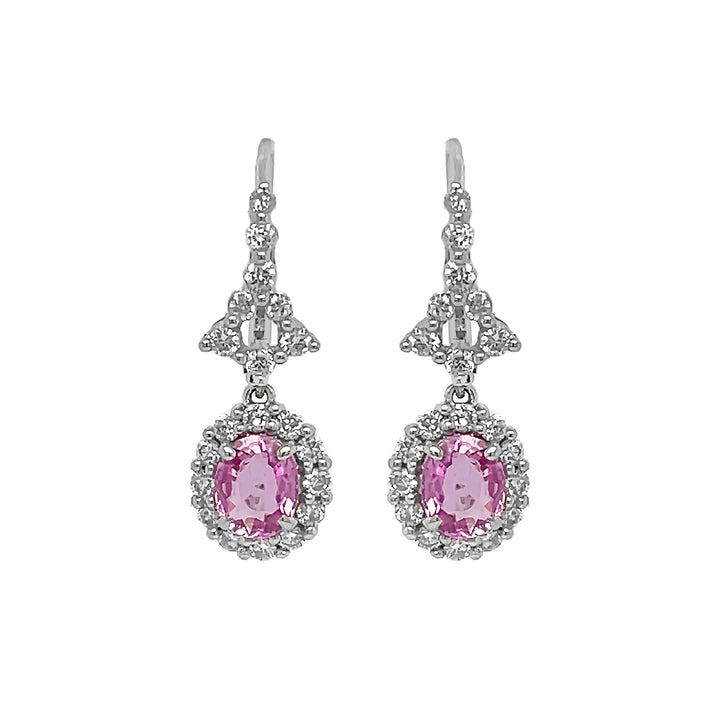 18kt White Gold Diamond and Pink Sapphire Earrings
