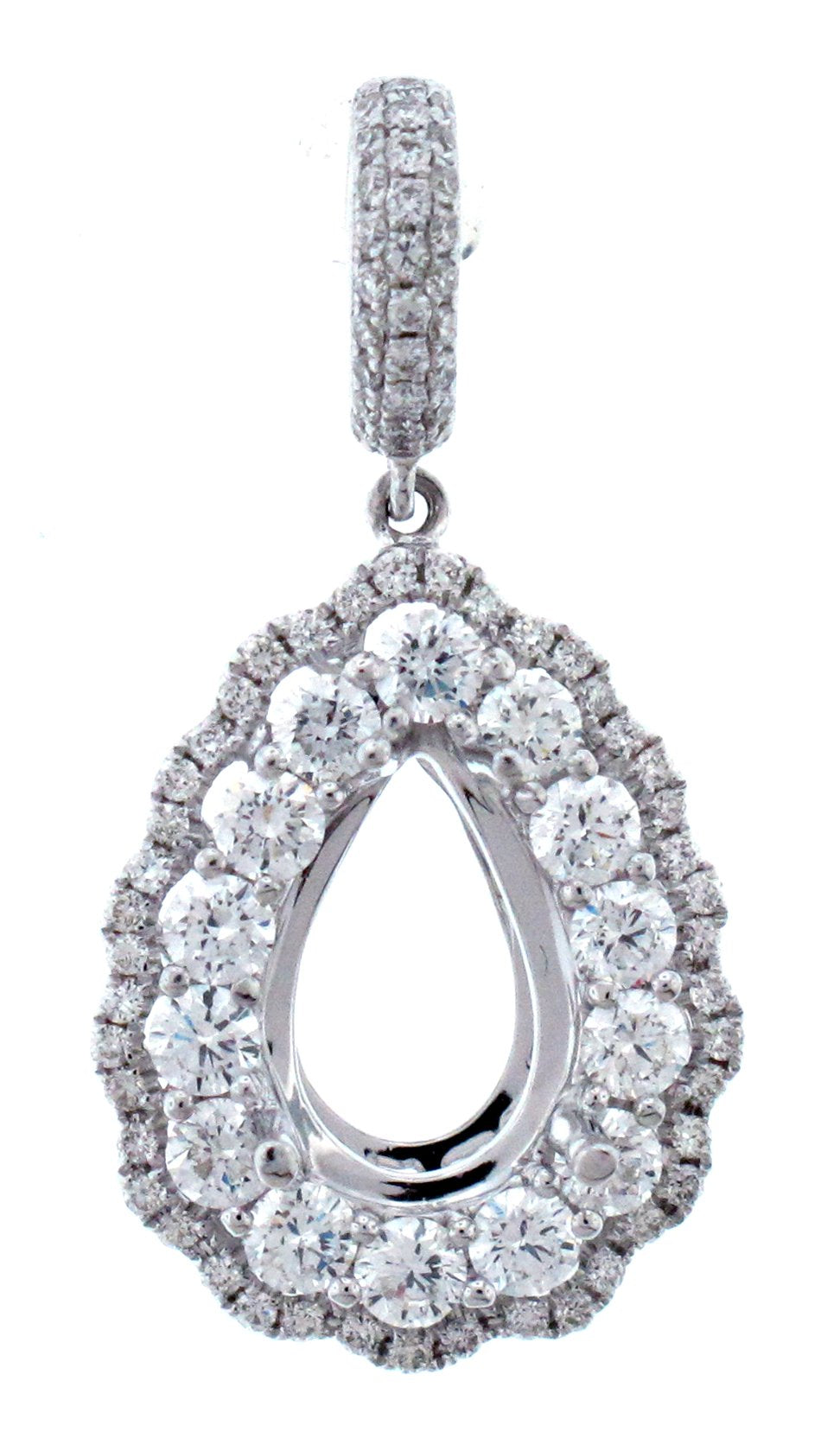 18kt White Gold Diamond Halo Pendant Mounting
