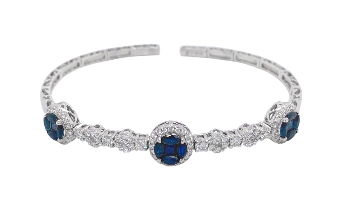 18kt White Gold Diamond and Sapphire Bangle