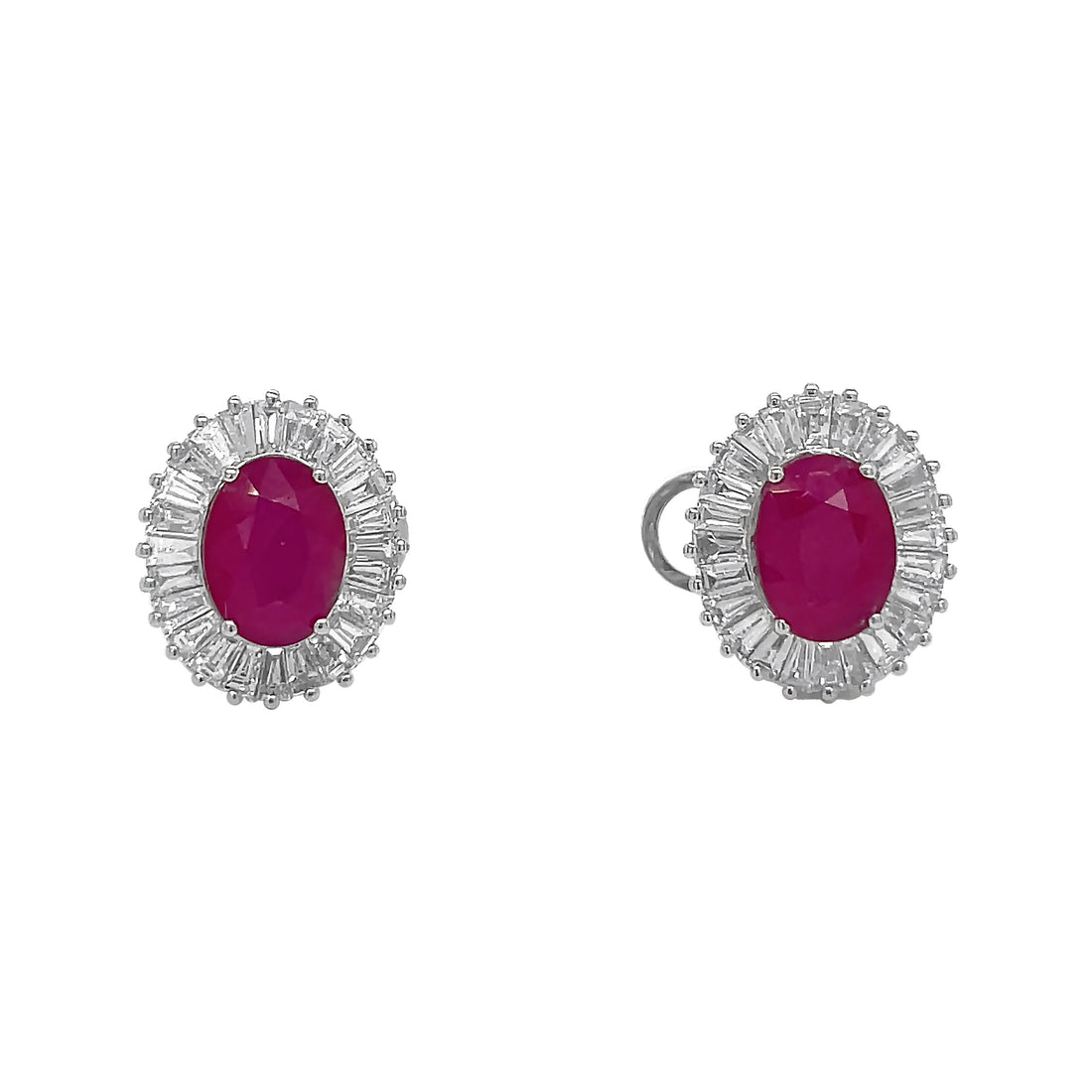 18kt White Gold Diamond And Ruby Earrings