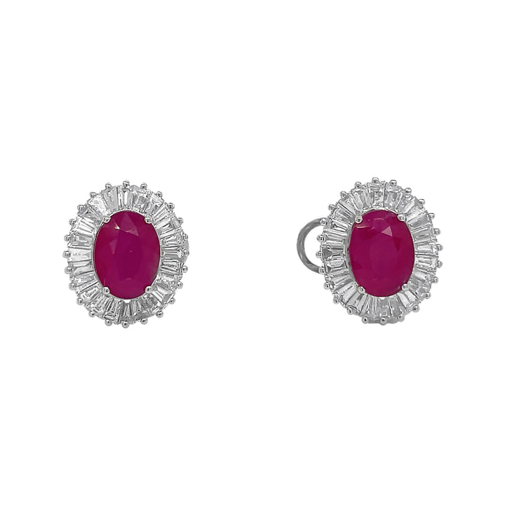 18kt White Gold Diamond And Ruby Earrings