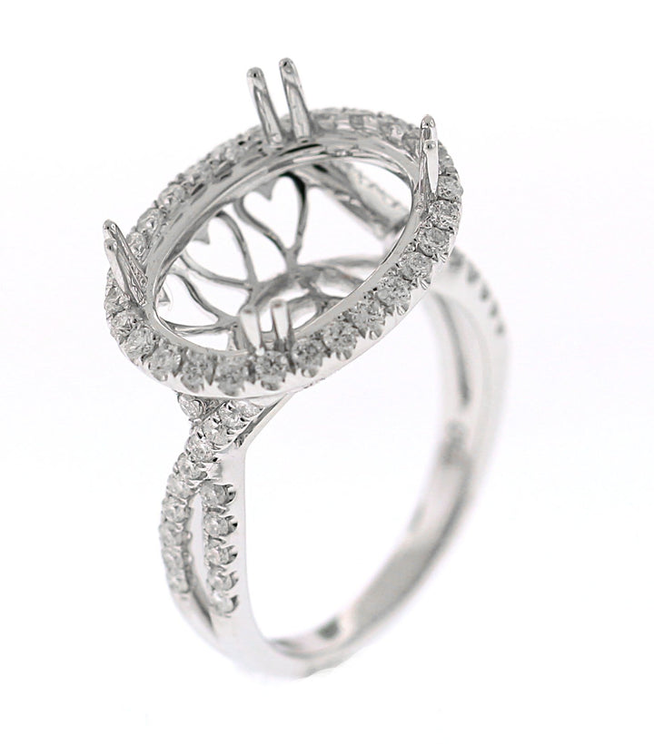18kt White Gold Diamond Halo Semi Mount