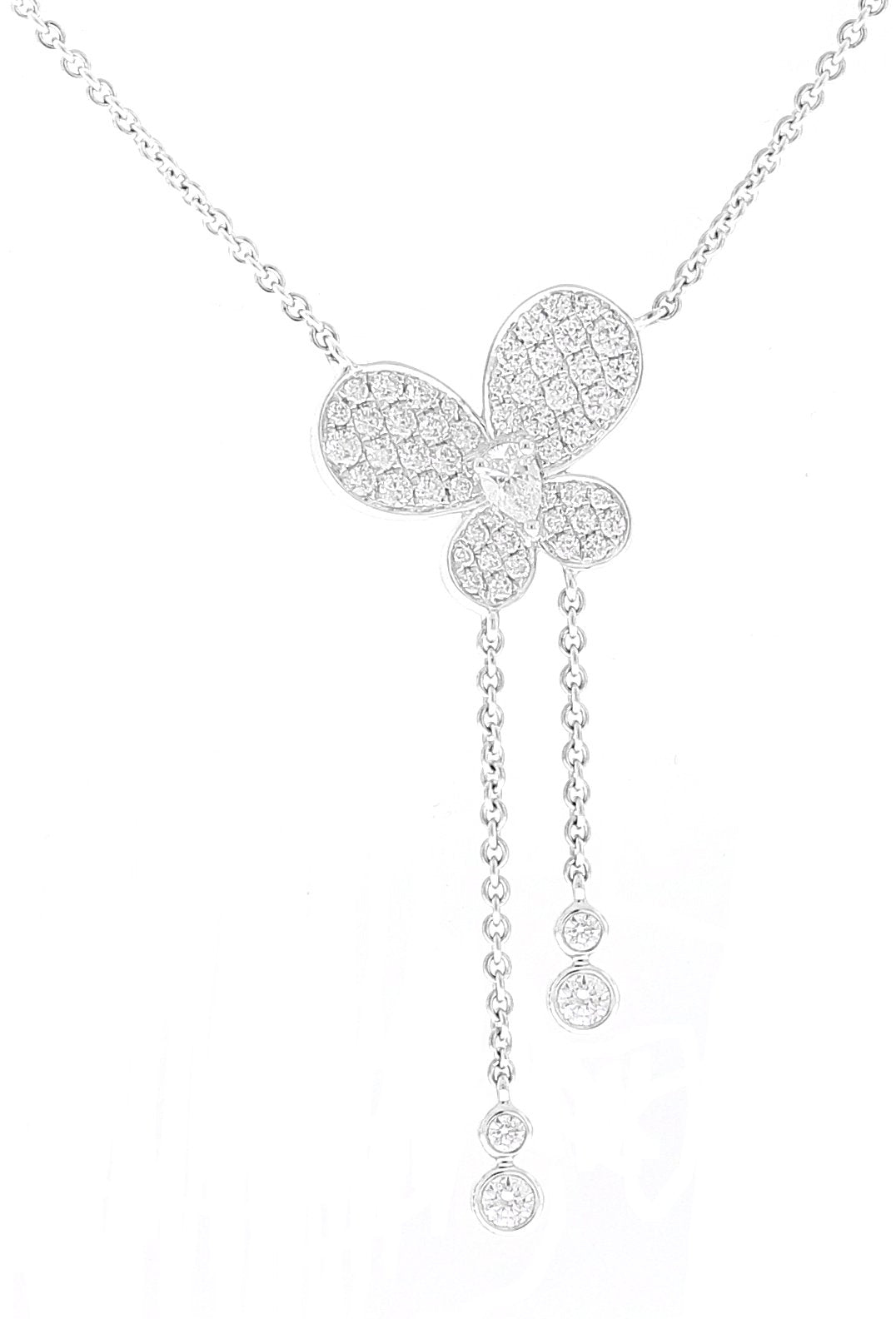18kt White Gold Diamond Butterfly Necklace