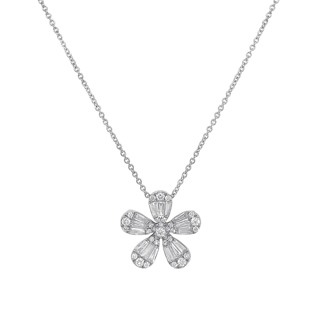 18kt White Gold Diamond Flower Pendant