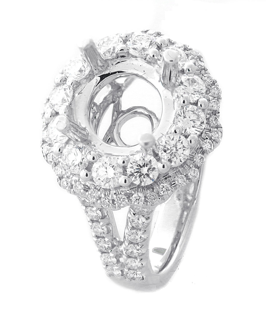 18kt White Gold Diamond Halo Semi Mount