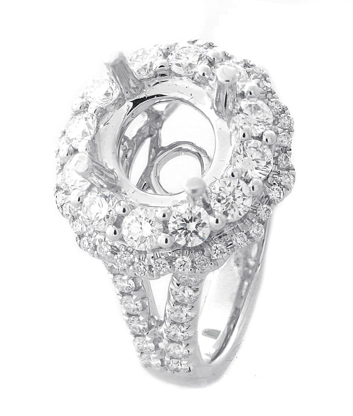 18kt White Gold Diamond Halo Semi Mount