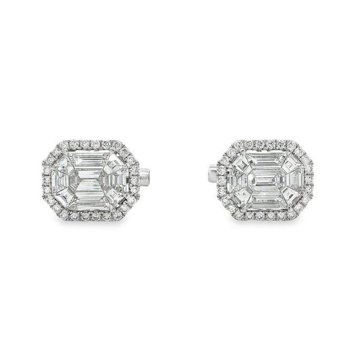 18kt Wihite Gold Diamond Cuff Links