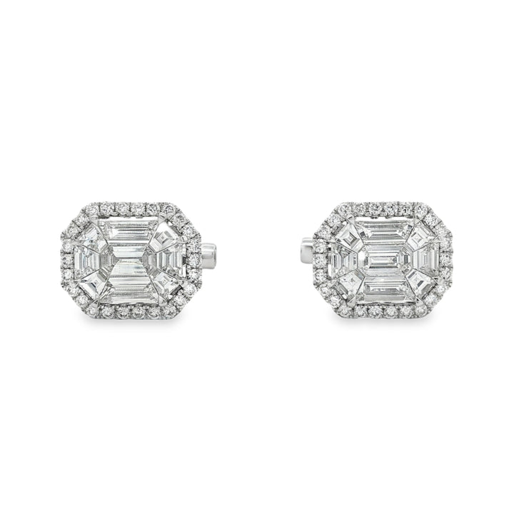 18kt Wihite Gold Diamond Cuff Links