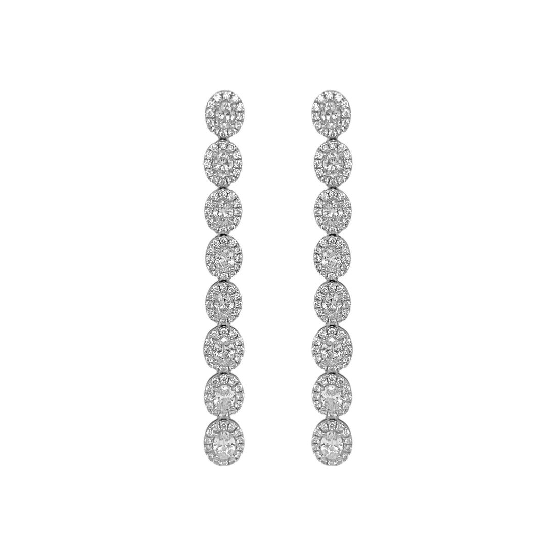 18kt White Gold Diamond Dangling Earrings
