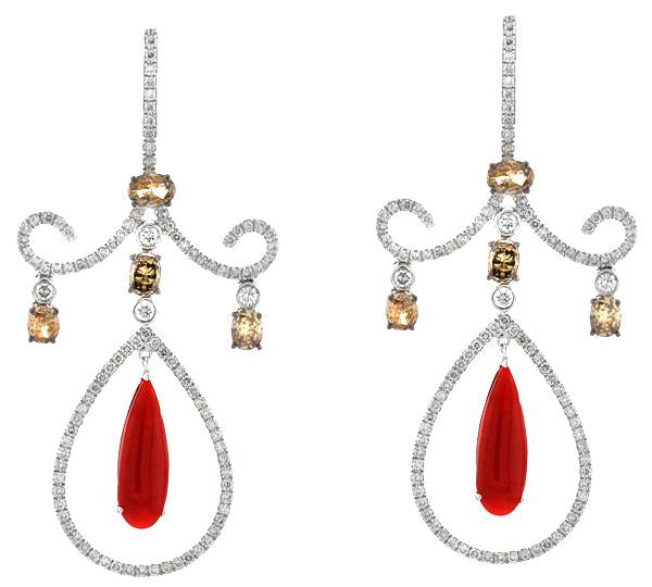 18kt White Gold Cognac Dangling Earrings