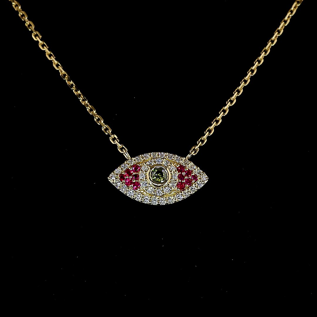 14kt Yellow Gold Lab Diamond And Ruby Pendant
