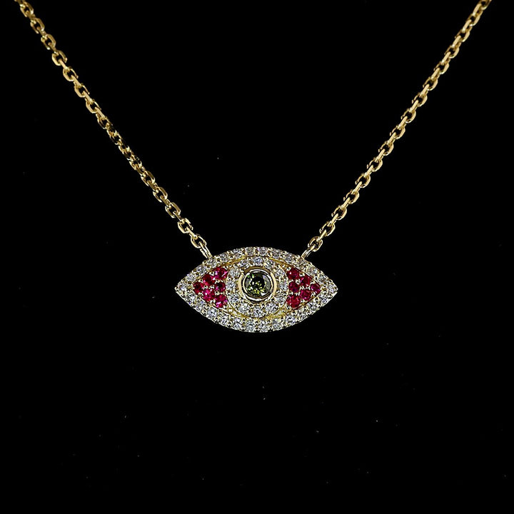 14kt Yellow Gold Lab Diamond And Ruby Pendant