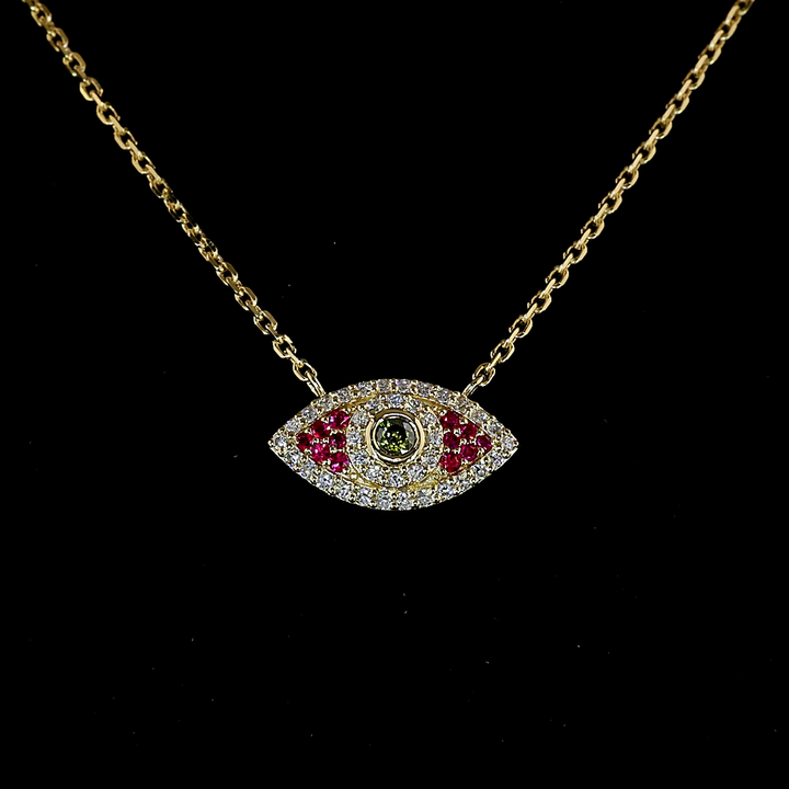 14kt Yellow Gold Lab Diamond And Ruby Pendant